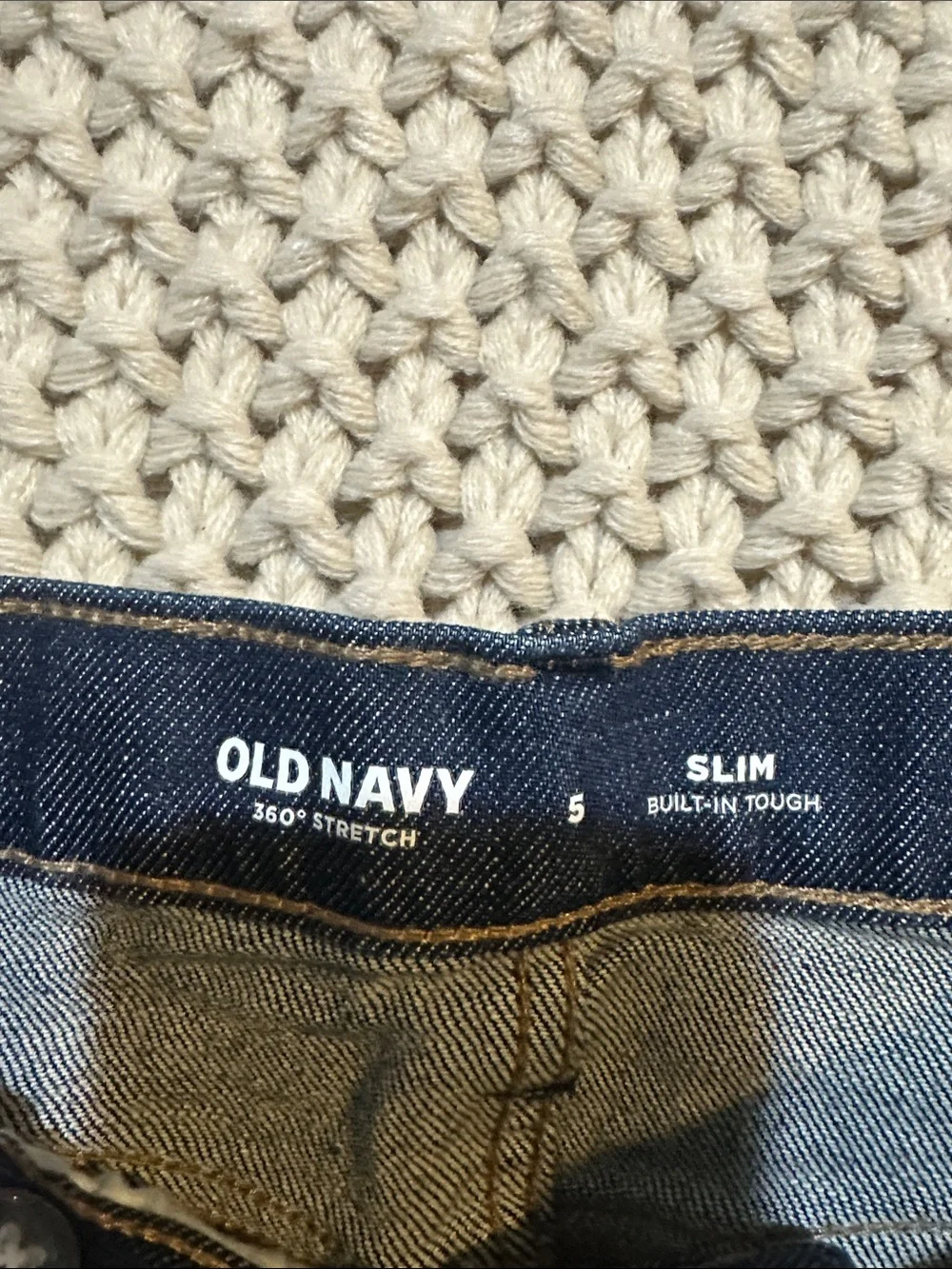 NWT Old Navy Boys Dark Blue Slim Fit Jeans w/ Distressed Knees, Slim Fit, Size 5